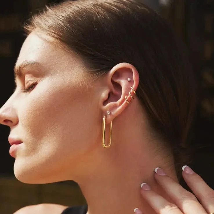 Gold Tube Oversized U Hoop Earrings E062-07G