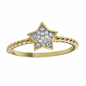 Gold Plated 925 Sterling Silver Small Star Ring with CZ - BGR01180