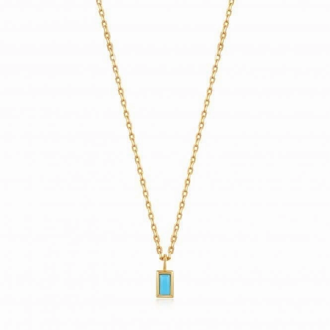 Gold Turquoise Drop Pendant Necklace N033-01G