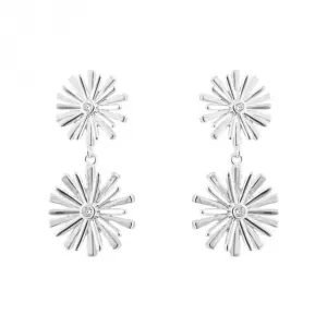 Graphic 3D Flower With Zirconia Long Earrings E6253C