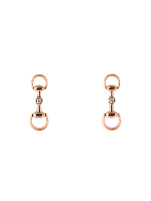 Gucci Horsebit 18ct Rose Gold 0.05ct Diamond Drop Earrings