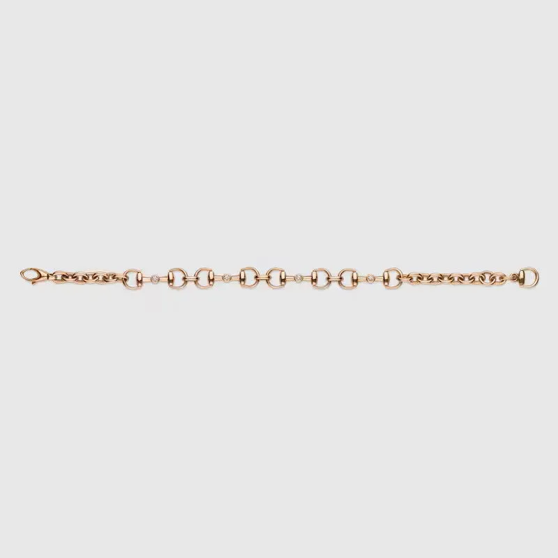 Gucci Horsebit 18ct Rose Gold 0.12ct Diamond Bracelet