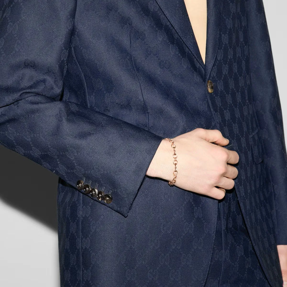 Gucci Horsebit 18ct Rose Gold 0.12ct Diamond Bracelet