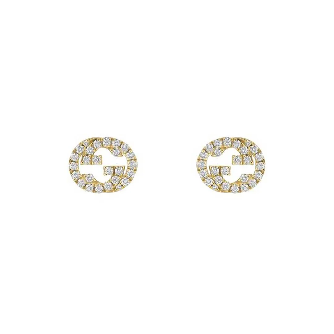 Gucci Interlocking 18ct Yellow Gold 0.38ct Diamond Stud Earrings
