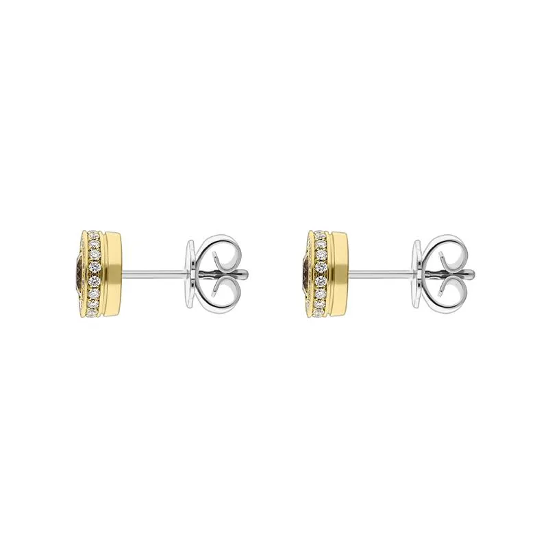 Hans D. Krieger 18ct Rose Gold 1.03ct Brown and White Diamond Stud Earrings D