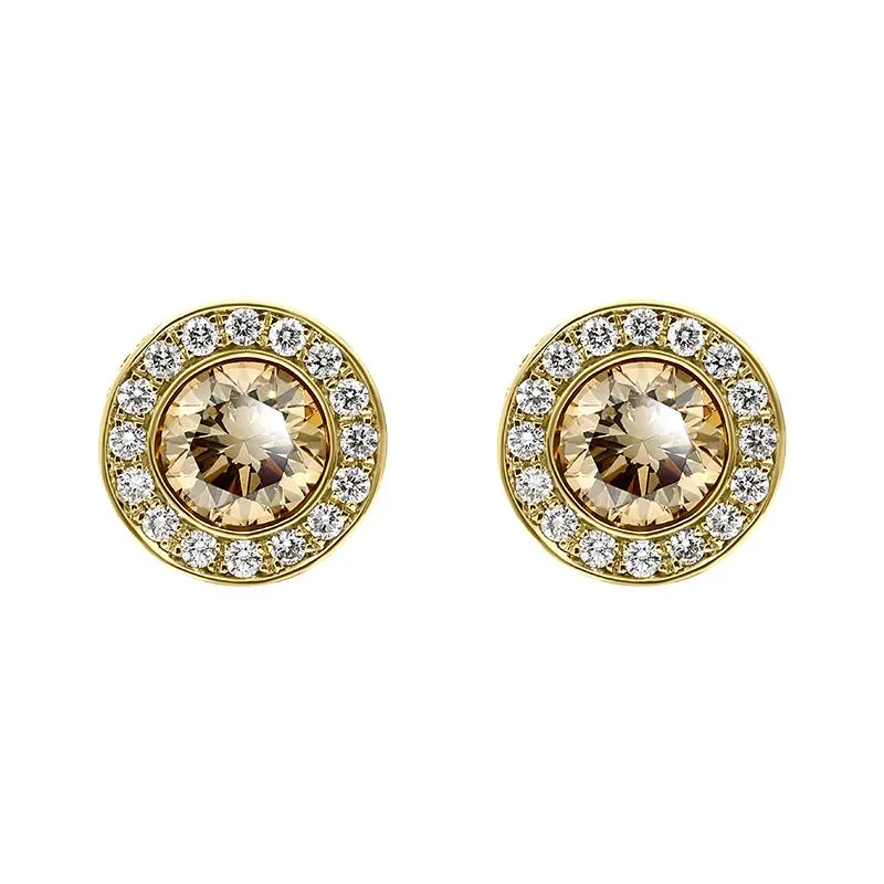 Hans D. Krieger 18ct Rose Gold 1.03ct Brown and White Diamond Stud Earrings D