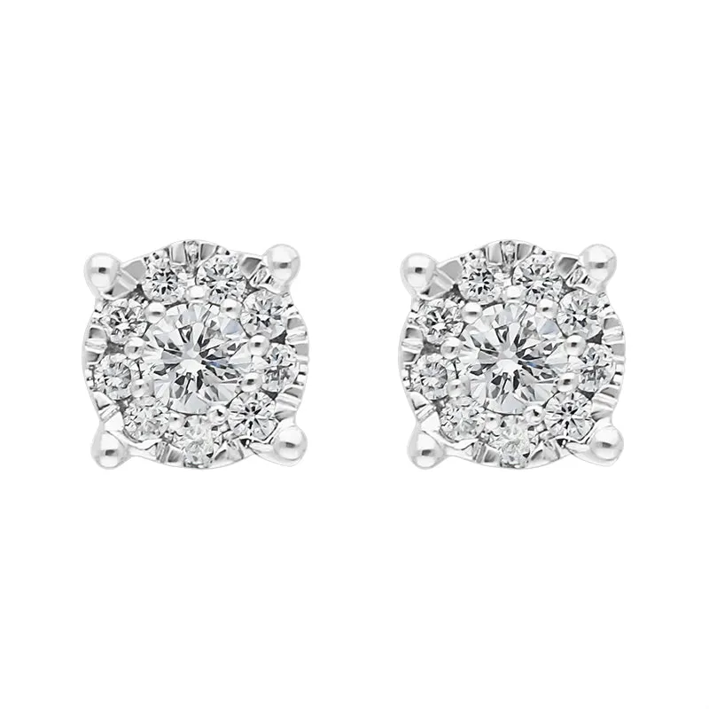 Hans D Krieger 18ct White Gold 0.21ct Diamond Cluster Round Stud Earrings