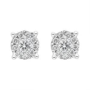Hans D Krieger 18ct White Gold 0.21ct Diamond Cluster Round Stud Earrings