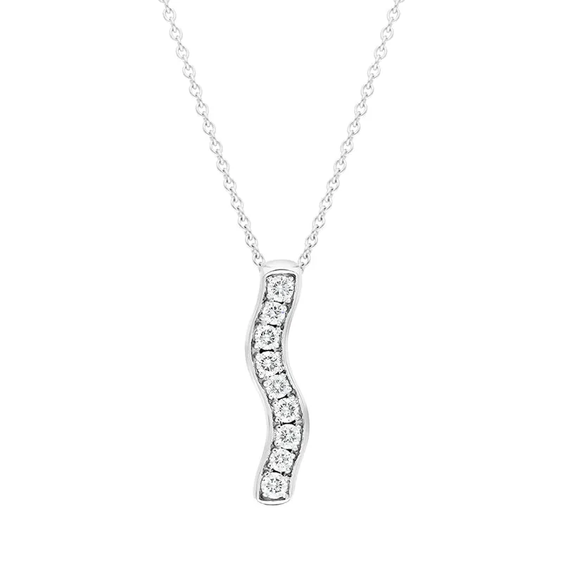 Hans D Krieger 18ct White Gold 0.42ct Diamond Wave Pendant