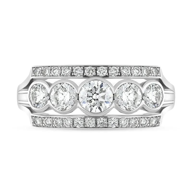 Hans D Krieger 18ct White Gold 1.25ct Diamond Graduated Three Row Eternity Ring