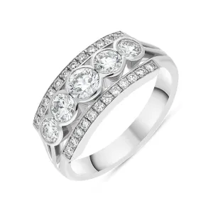 Hans D Krieger 18ct White Gold 1.25ct Diamond Graduated Three Row Eternity Ring