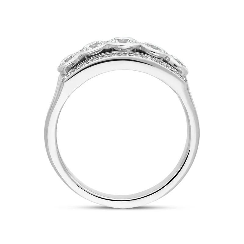 Hans D Krieger 18ct White Gold 1.25ct Diamond Graduated Three Row Eternity Ring
