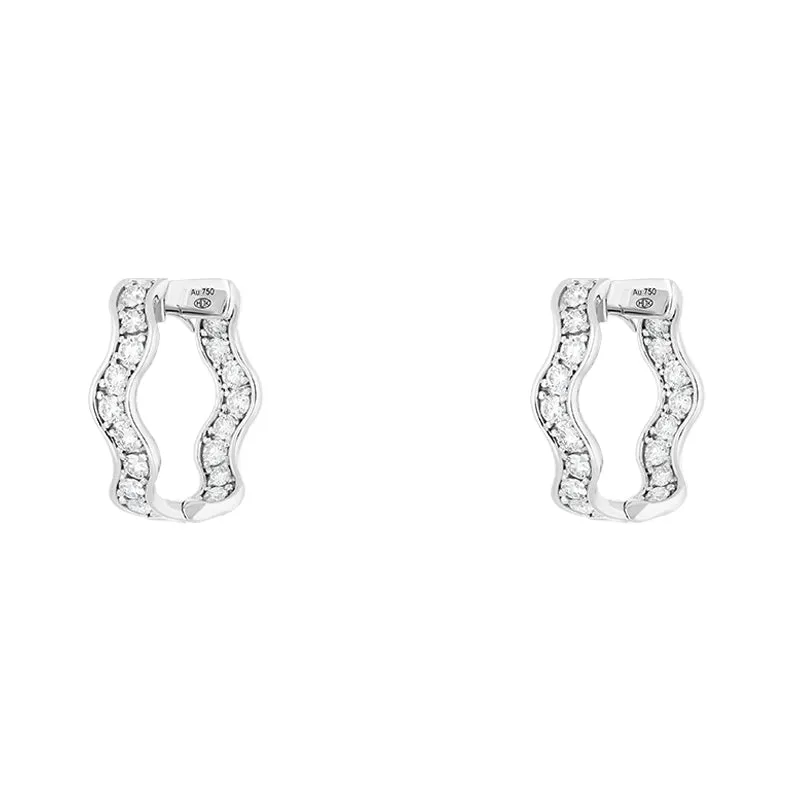 Hans D Krieger 18ct White Gold 1.53ct Diamond Wave Hoop Earrings