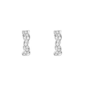 Hans D Krieger 18ct White Gold 1.53ct Diamond Wave Hoop Earrings