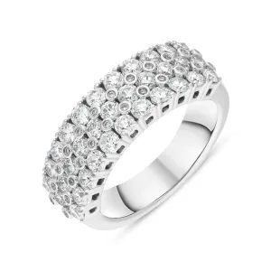 Hans D Krieger 18ct White Gold 1.72ct Diamond Three Row Eternity Ring D