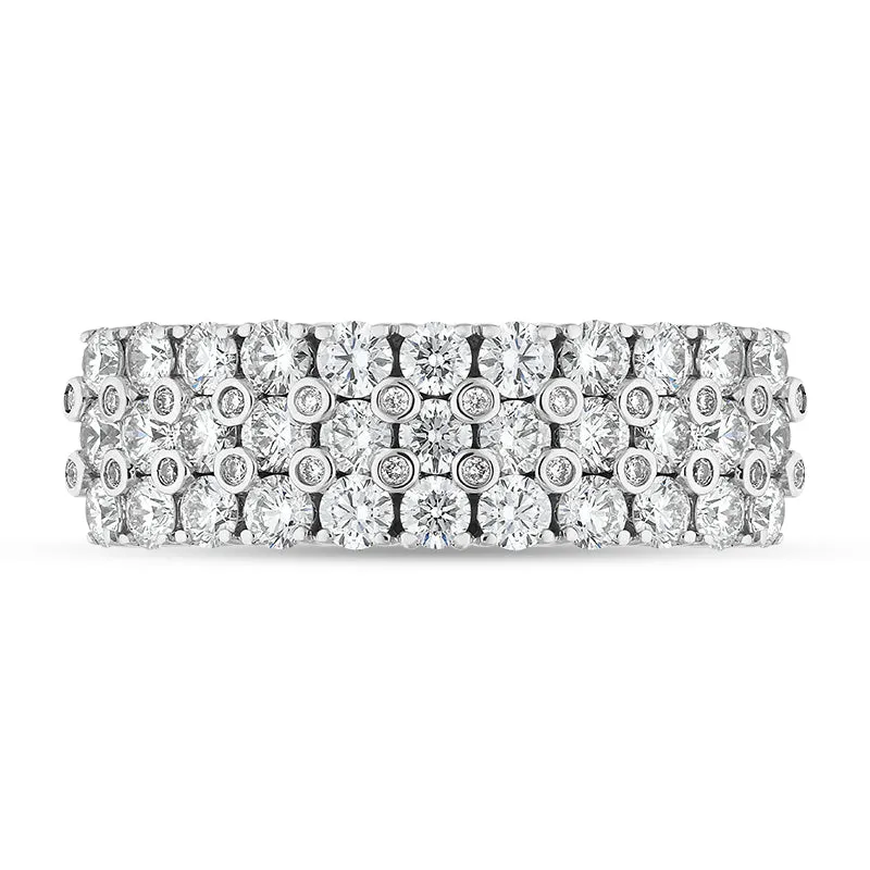 Hans D Krieger 18ct White Gold 1.72ct Diamond Three Row Eternity Ring D