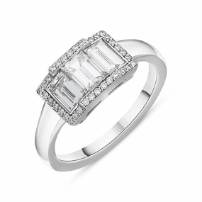 Hans D Krieger 18ct White Gold 1.44ct Diamond Three Stone Baguette Cut Cluster Ring