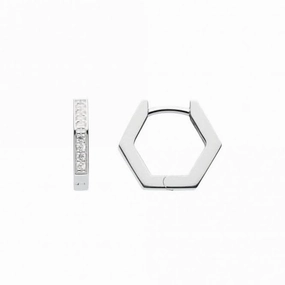 Hexagon Zirconia Hoop Earrings 53904CZ