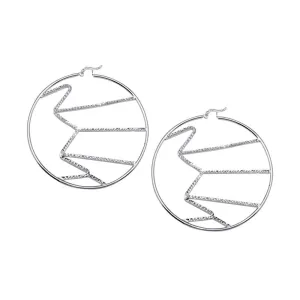 High Polished 925 Sterling Silver Diamond Cut Design Hoop Earrings - HP08
