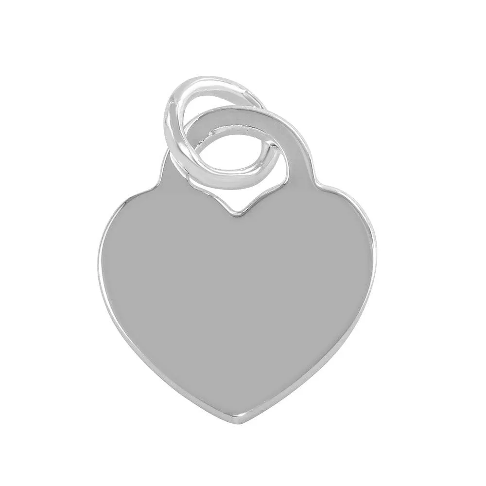 High Polished 925 Sterling Silver Engravable Heart Pendant - CARP00042
