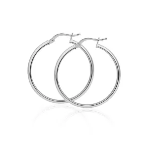 High Polished 925 Sterling Silver Hoop Earrings 3mm - HP02-3