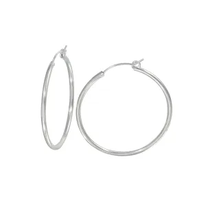 High Polished 925 Sterling Silver Hoop Earrings Rounded Hinge 3.6mm - HP01-3