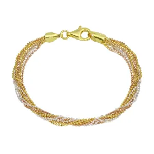 High Polished 925 Sterling Silver Multi-Colored 9 Strand DC Bead Bracelets - B00029