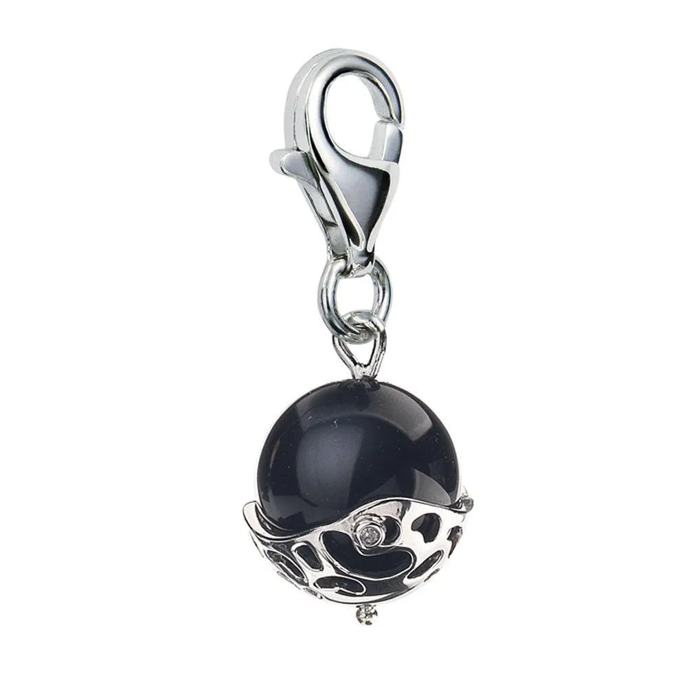 Hot Diamonds Charm Selene Orb Onyx Silver D