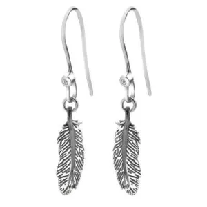 Hot Diamonds Feather Sterling Silver Hook Earrings