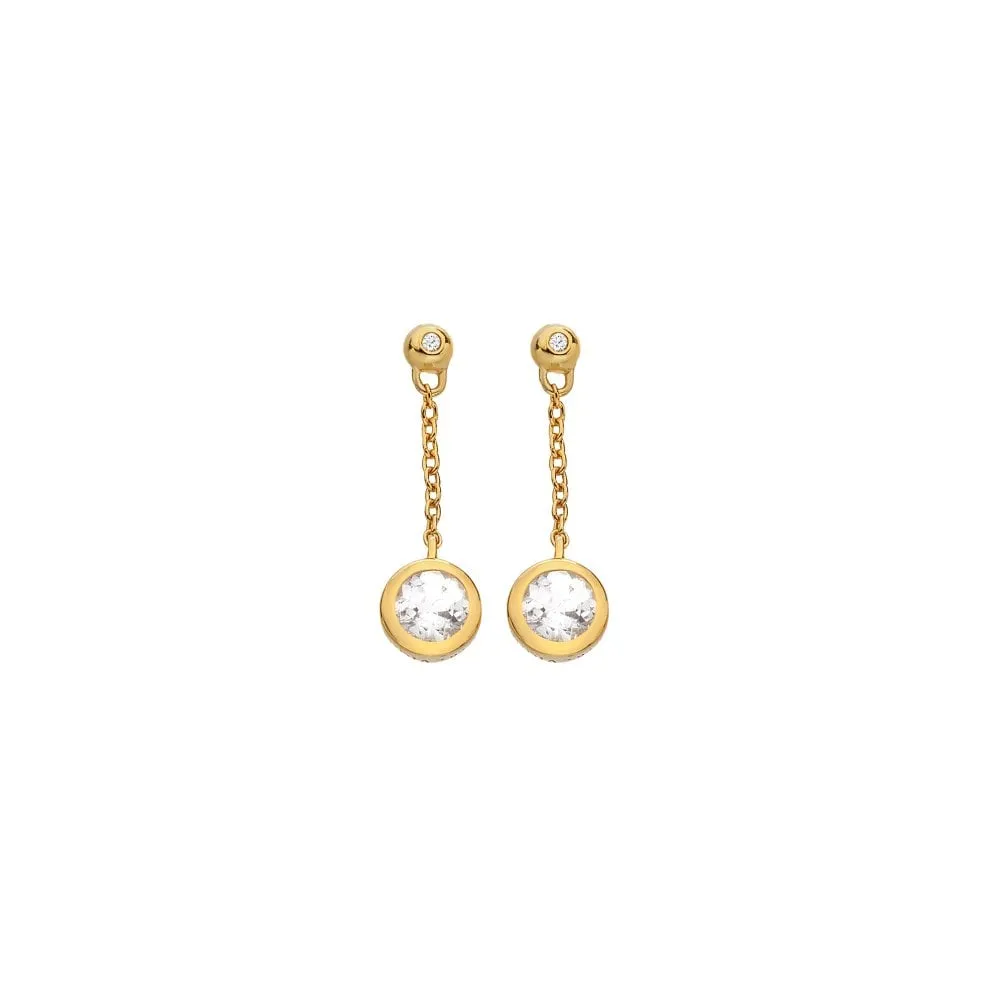 Hot Diamonds Gold Plated Sterling Silver Droplet White Topaz Chain Earrings