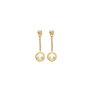 Hot Diamonds Gold Plated Sterling Silver Droplet White Topaz Chain Earrings