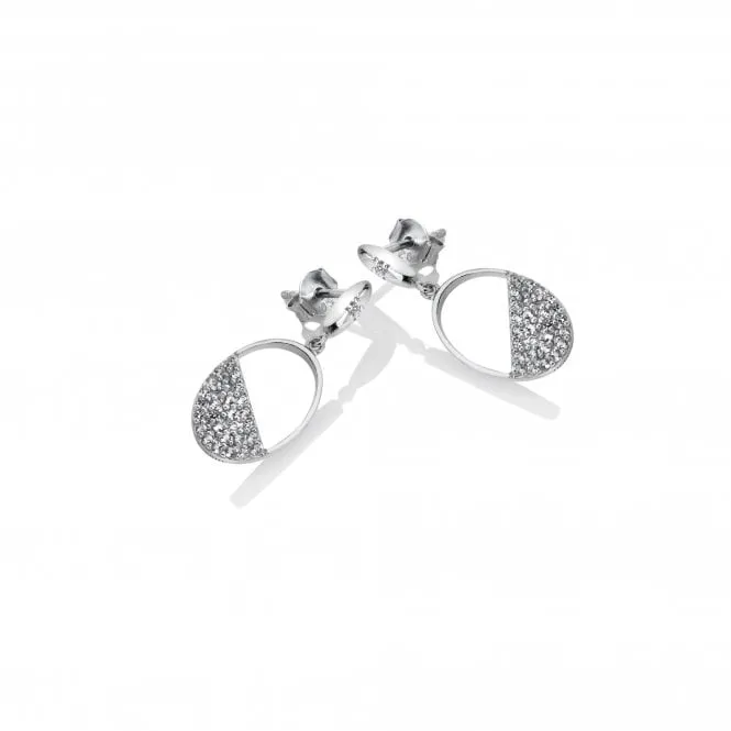 Hot Diamonds Horizon Sterling Silver White Topaz Oval Drop Earrings D