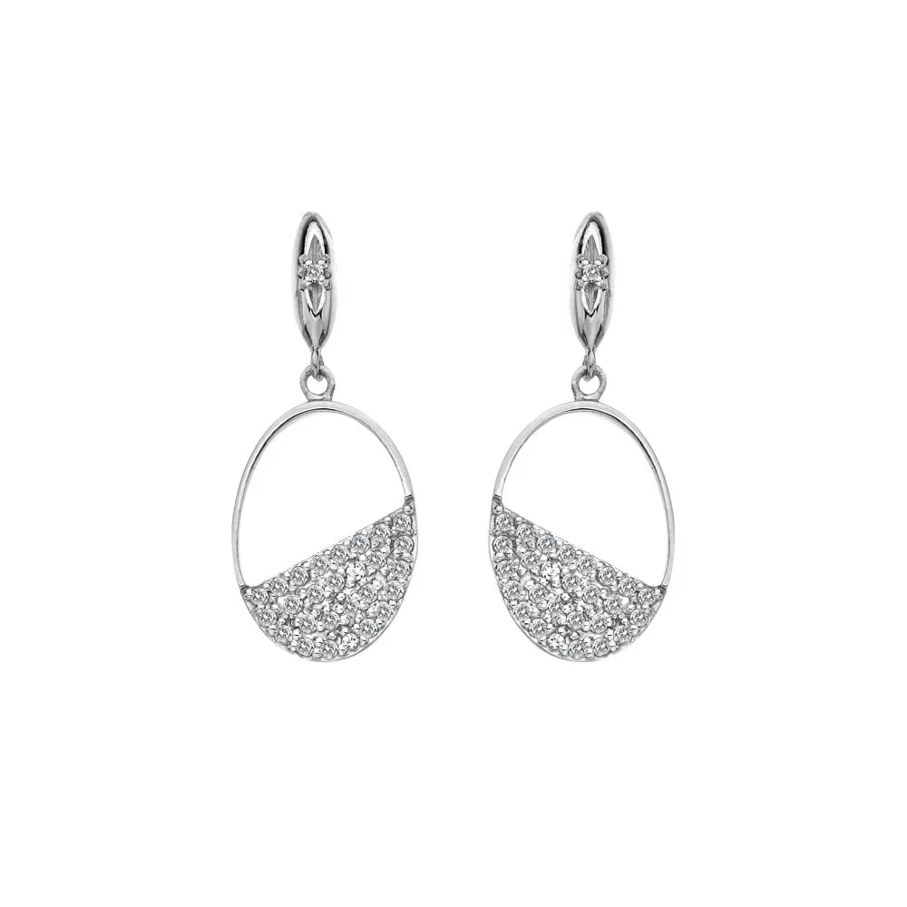Hot Diamonds Horizon Sterling Silver White Topaz Oval Drop Earrings D