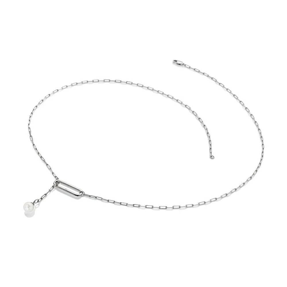 Hot Diamonds Linked Paperclip Sterling Silver Pearl Necklace D