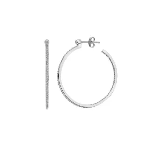 Hot Diamonds Sterling Silver White Topaz Large Hoop Earrings