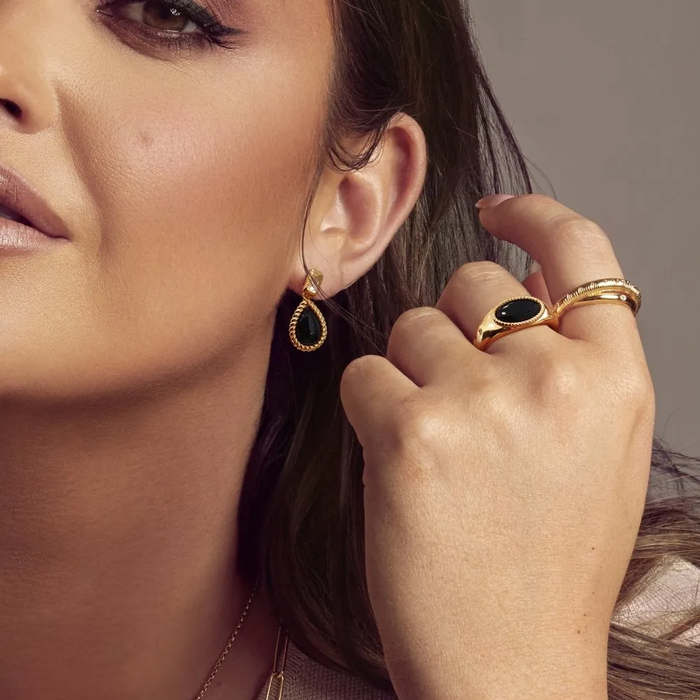 Hot Diamonds x Jac Jossa Gold Plated Sterling Silver Black Onyx Drop Earrings