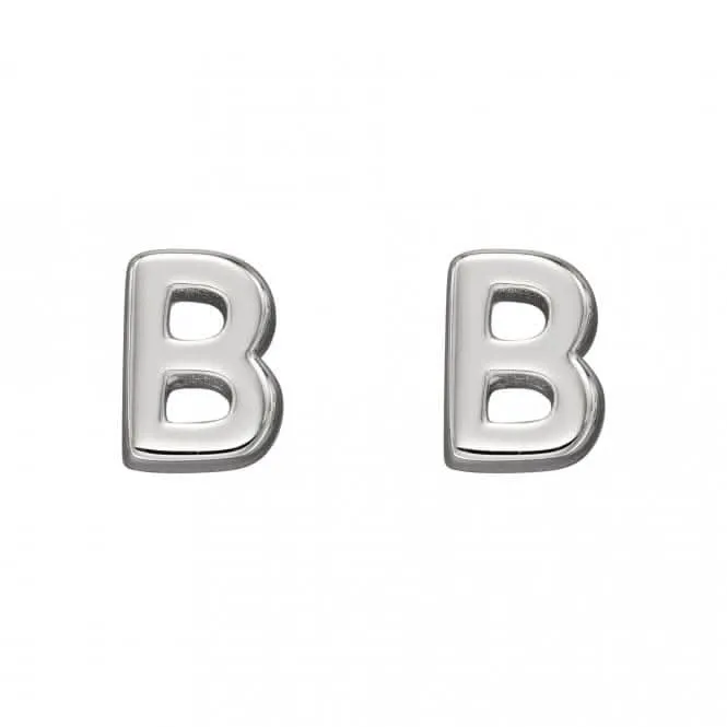 Initial B Sterling Silver Stud Earrings E6019