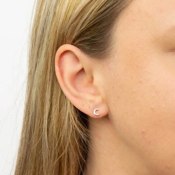 Initial C Sterling Silver Stud Earrings E6020