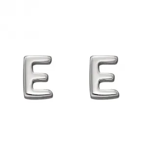 Initial E Sterling Silver Stud Earrings E6022