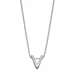 Initial V Plain Silver Initial Necklace N4449