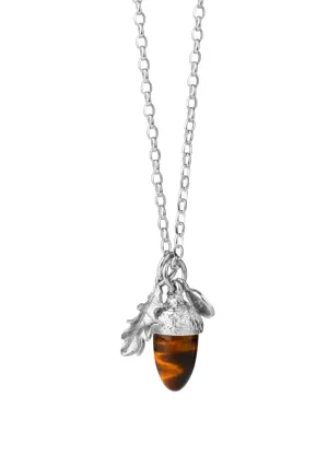 Karen Walker - Acorn And Leaf Pendant 50cm - Tigers eye
