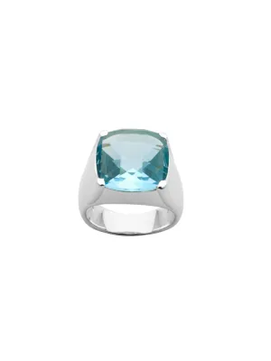 Karen Walker - Chequerboard 14mm Blue Topaz Ring