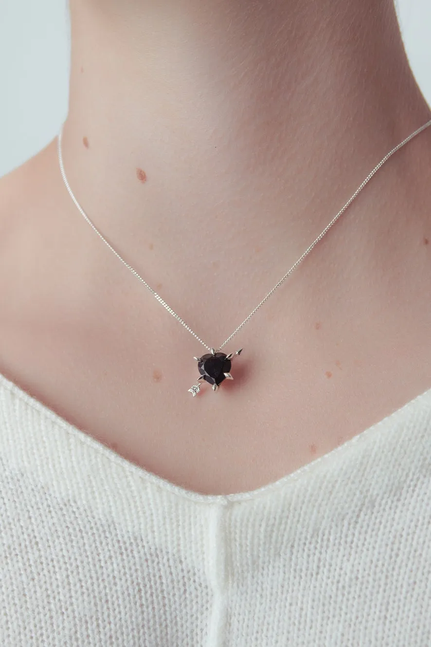 Karen Walker - Cupid's Arrow and Heart Necklace Onyx 50cm