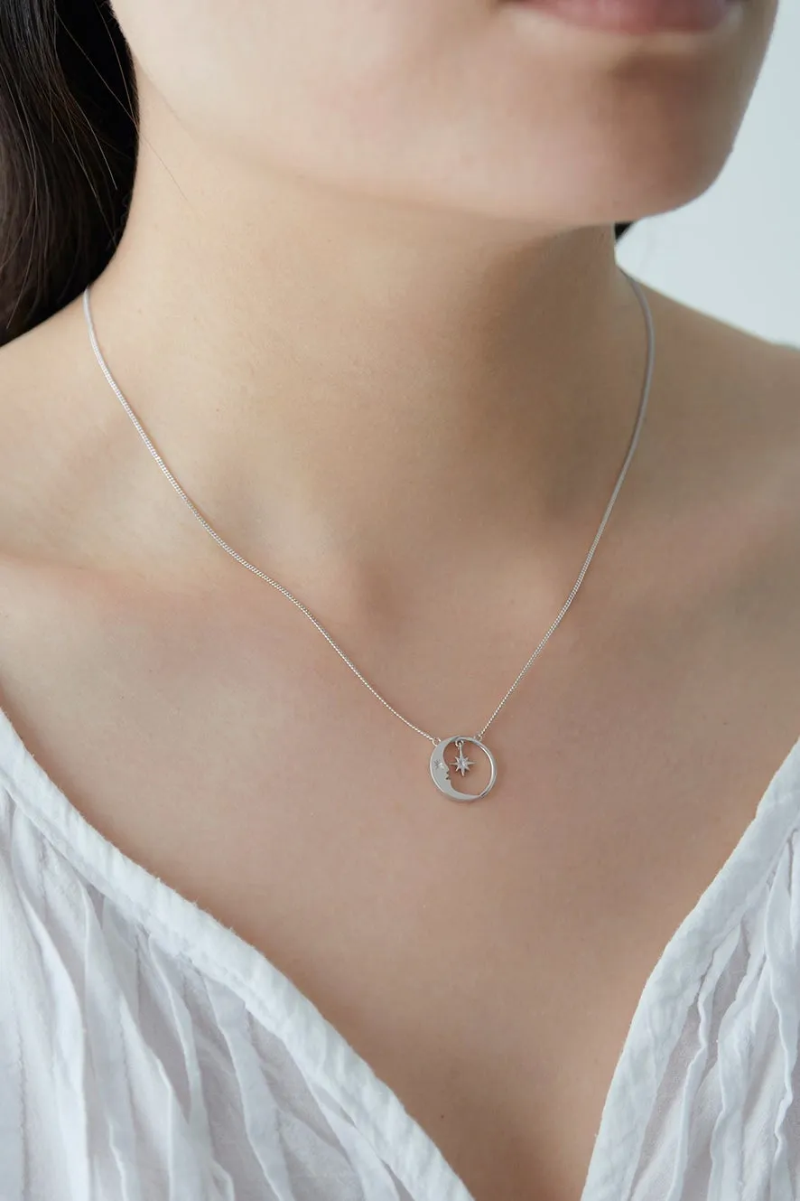 Karen Walker - Eclipse Moon and Star Necklace Silver