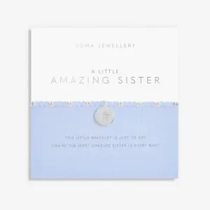 Live Life In Colour Amazing Sister Silver And Blue 17.5cm Bracelet 6222