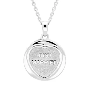 Love Hearts Sterling Silver "Just Married" Necklace