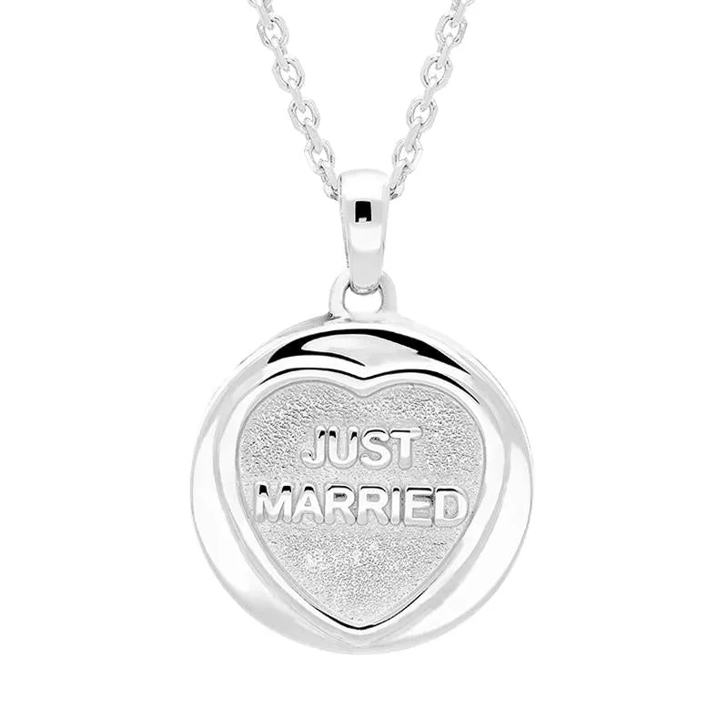 Love Hearts Sterling Silver "Just Married" Necklace