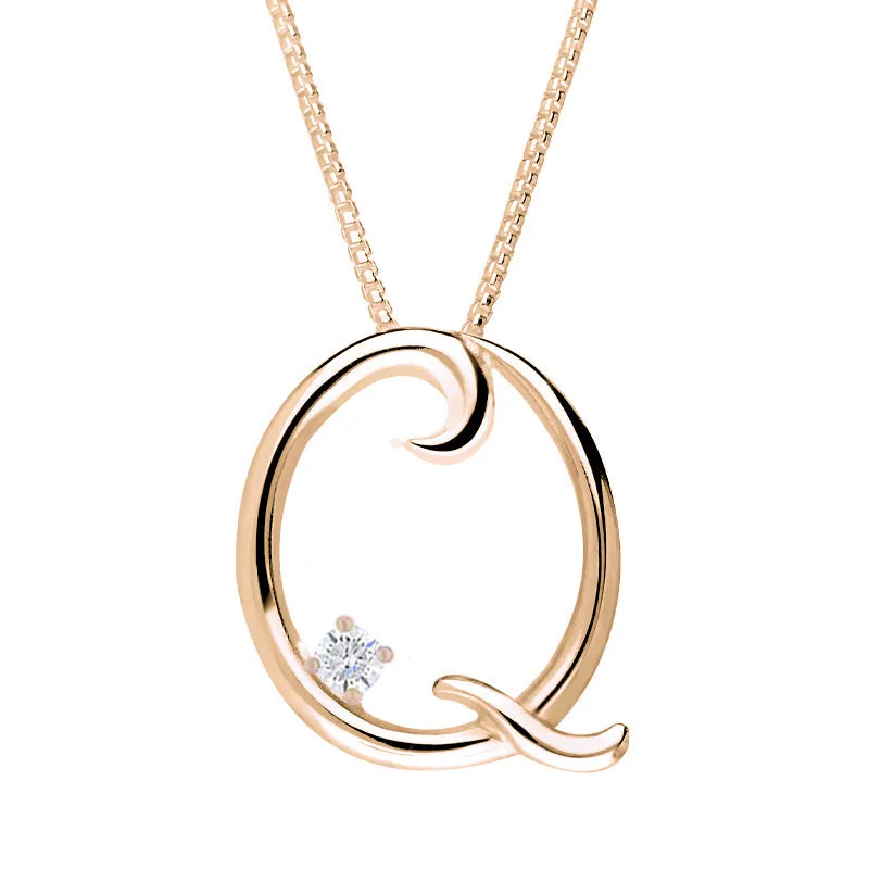 Love Letters 18ct Rose Gold 0.10ct Diamond Initial Q Necklace