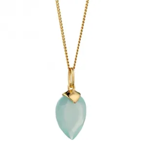 March Yellow Gold Plated Birthstone Chalcedony Stone Pendant P4977