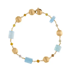 Marco Bicego Africa 18ct Yellow Gold Aquamarine and Mixed Gemstone Bracelet D